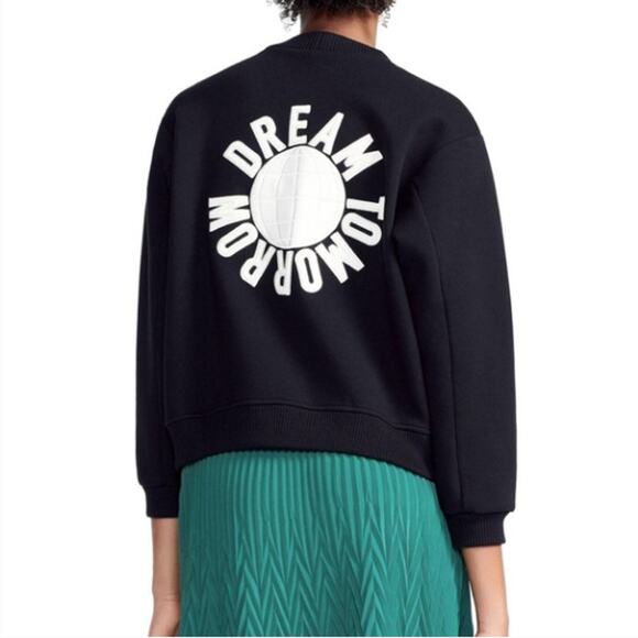 Maje Timba Embroidered Dream Tomorrow Sweatshirt Black White - Picture 1 of 8